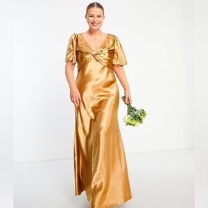LITTLE MISTRESS Bridesmaid Tea Dress Golden Caramel 4